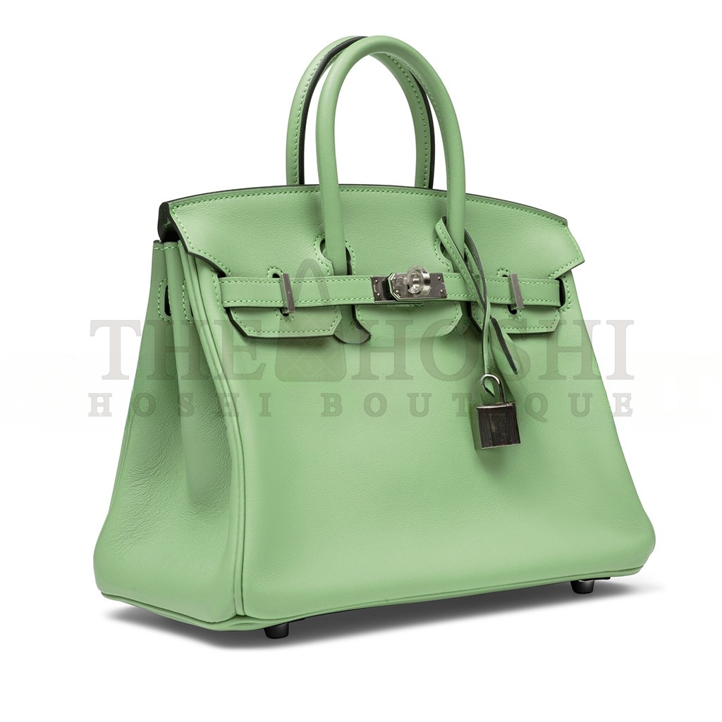 H**me5 BIRKIN 25 SWIFT LEATHER AVOCADO GREEN SILVER BUCKLE BAG H049362CK05 (25*20*13cm) Master Quality